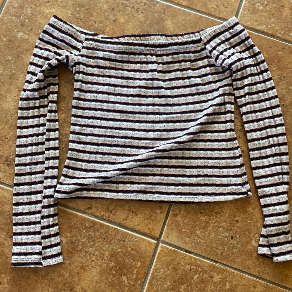 Striped Long sleeved cropped shirt